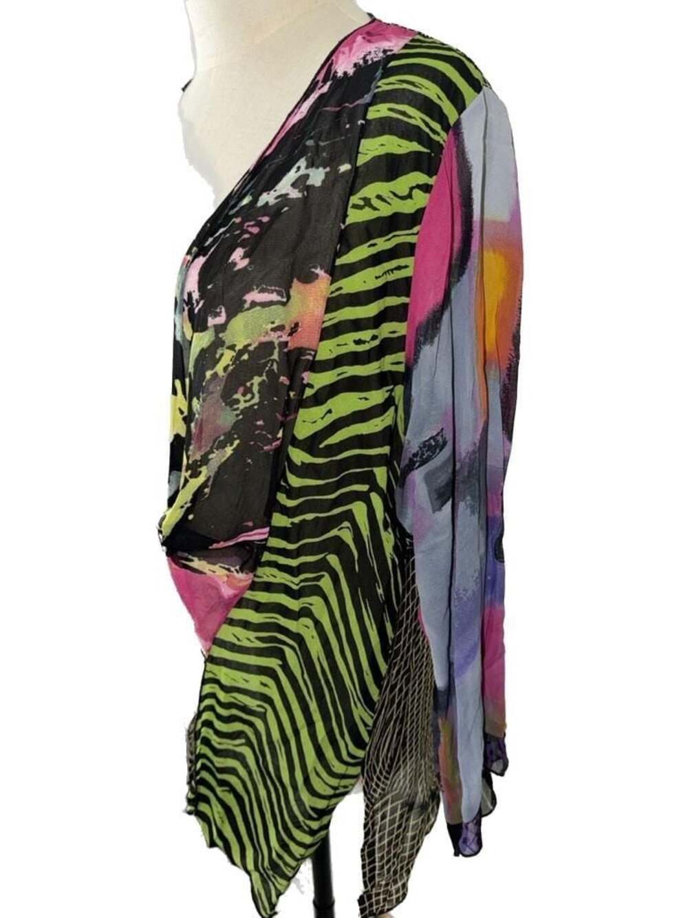 Multi-Color Abstract Print Open Front Tunic Top - Picture 3 of 8